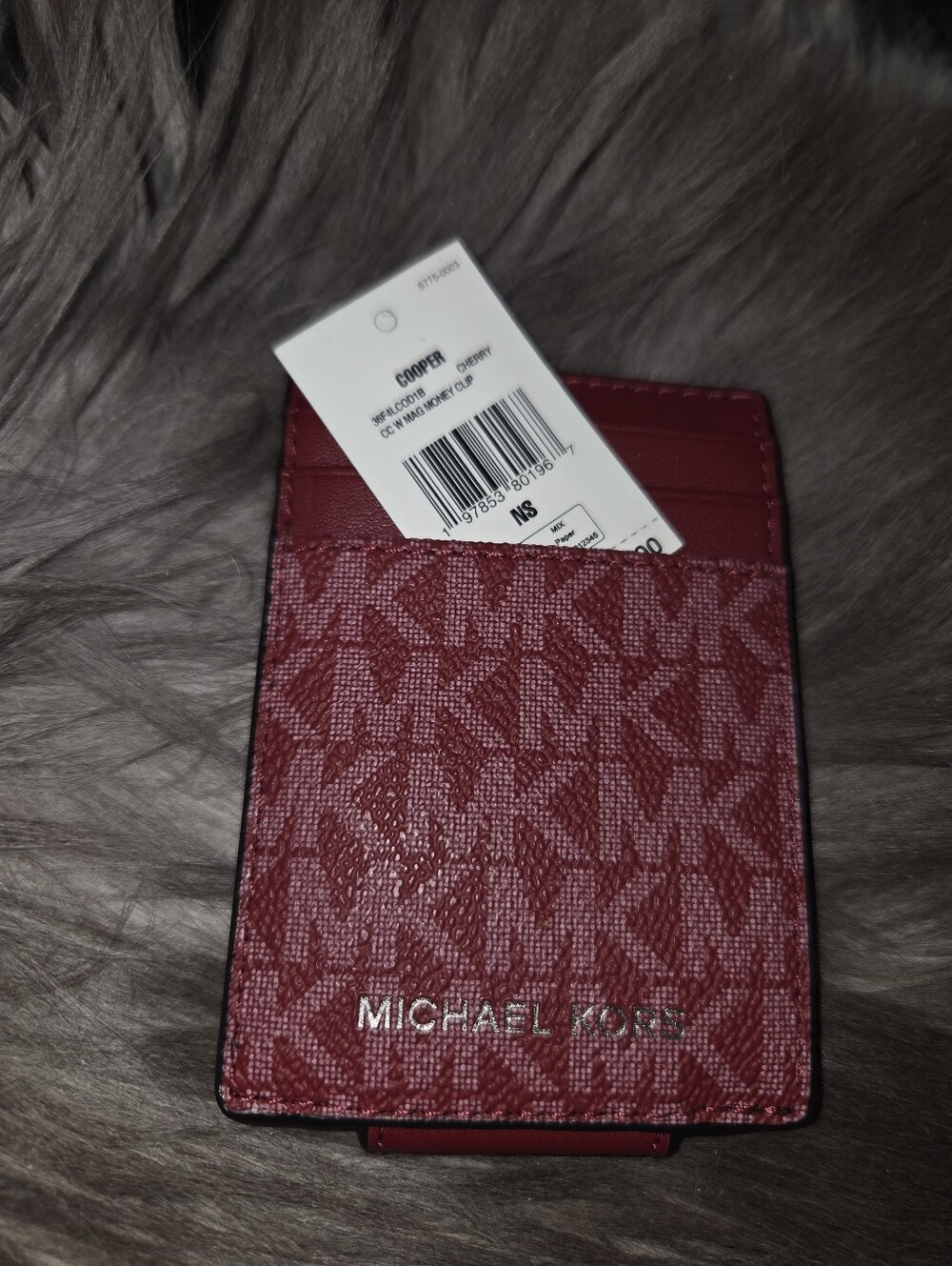 Michael Kors Red Signature MK Card Holder with Logo Accent - Picture 4 of 4